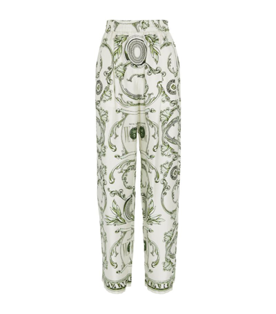 Shop Alexander Wang Silk Money Print Trousers In Ivory
