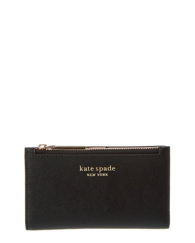 Shop Kate Spade New York Small Slim Leather Bifold Wallet In Black