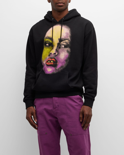 Kidsuper Printed Hoodie Sweatshirt Black In Black/blue