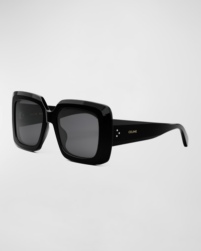 Celine Bold Three-dot Acetate Square Sunglasses In Grey