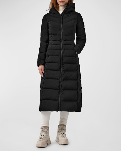 Shop Canada Goose Clair Hooded Long Puffer Coat In Black