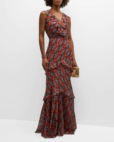 Shop Saloni Rita Tiered Ruffle Cocktail Dress In 2020-topaz