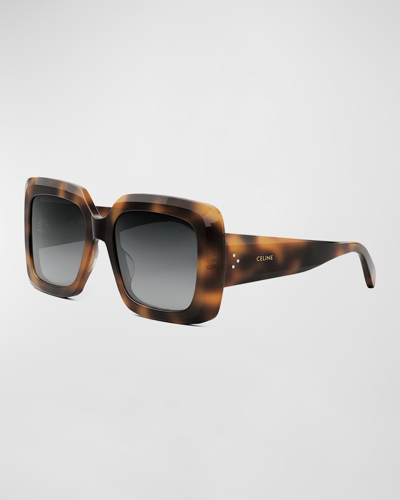 Shop Celine Bold Three-dot Acetate Square Sunglasses In Blonde Havana