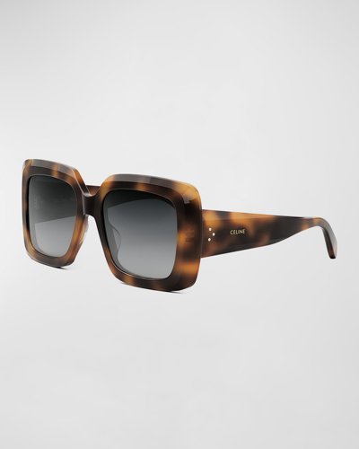 Celine Bold Three-dot Acetate Square Sunglasses In Blonde Havana