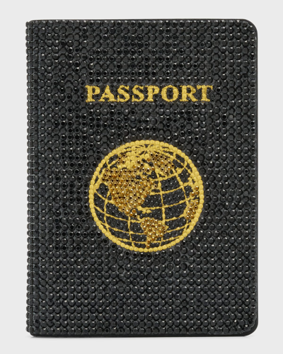 Shop Judith Leiber Allover Crystal Passport Holder In Jet