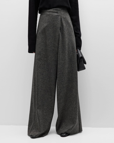 Shop Max Mara Feltre Ultra Wide-leg Trousers In Dark Grey