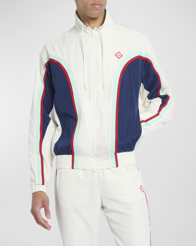 Shop Casablanca Men's Side-paneled Shell Track Jacket In White