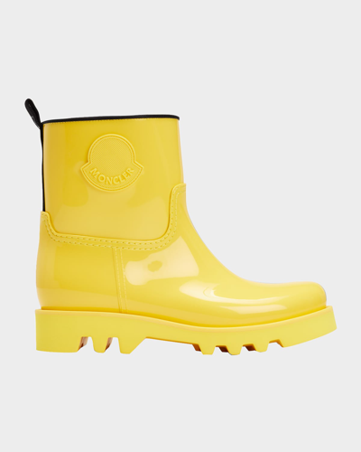 Shop Moncler Ginette Waterproof Rubber Rain Boots In Open Yellow