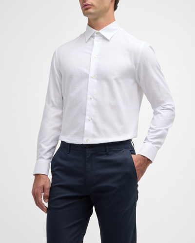 Shop Emporio Armani Men's Cotton Chevron Sport Shirt In Solid White
