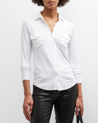Shop Majestic Soft Touch Button-down Shirt With Pockets In Desert