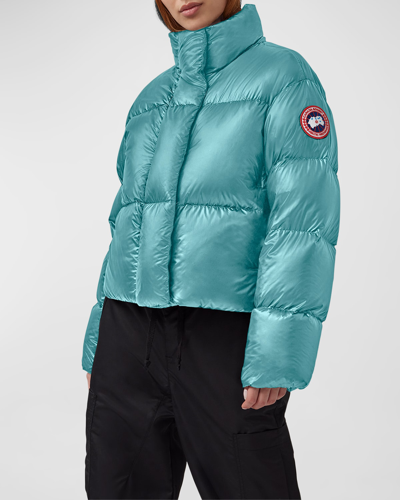 Shop Canada Goose Cypress Cropped Puffer Jacket In Boulevard Blue