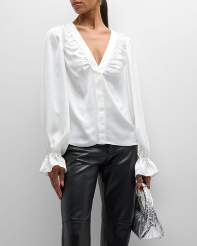 Shop Ramy Brook Eloise Long-sleeve Blouse In Ivory