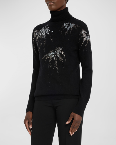 Shop Libertine Aladdin Sane Embellished Cashmere Turtleneck Sweater In Black