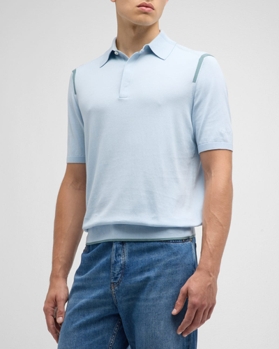 Shop Paul Smith Men's Organic Cotton Short-sleeve Polo Sweater In 41 Blue