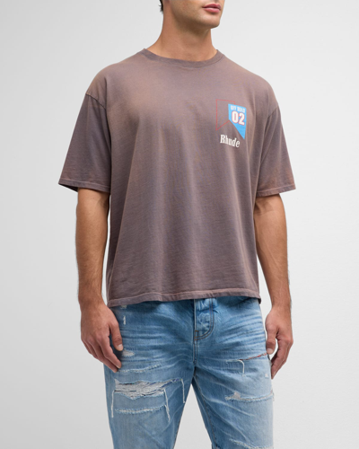 Shop Rhude Men's 02 Racing T-shirt In Vintage Grey