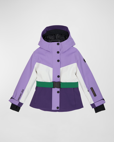 Shop Moncler Girl's Corserey Colorblock Jacket In Purple