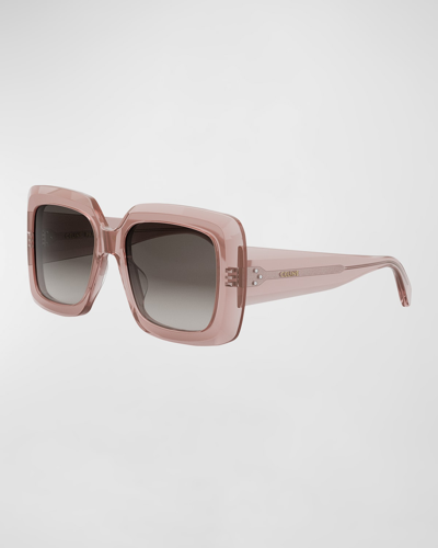 Shop Celine Bold Three-dot Acetate Square Sunglasses In Pink Gradient Bro