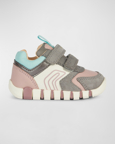Shop Geox Girl's Iupidoo Sneakers, Baby/toddlers In Grey/old Rose