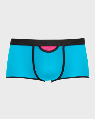 Shop Hom Men's Plume Up Nylon-stretch Trunks In Turquoise