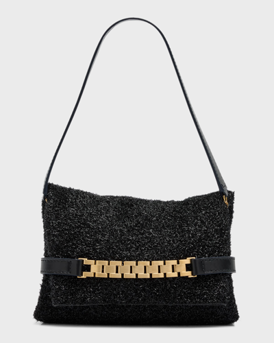 Shop Victoria Beckham Mini Chain Metallic Pouch Shoulder Bag In Black