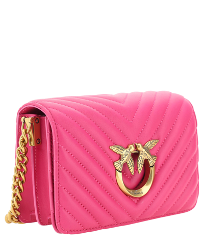 Shop Pinko Love Click Mini Crossbody Bag In Pink