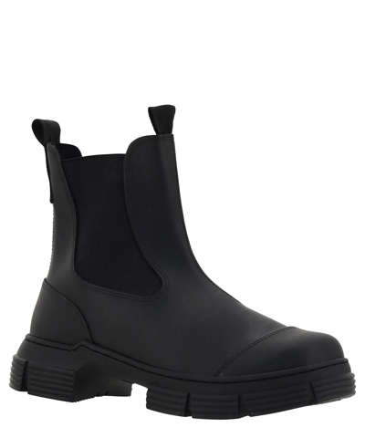 Shop Ganni Rubber City Ankle Boots In Black