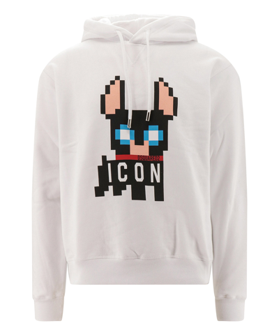 Dsquared2 Signature Icon-motif Cotton Hoodie In White
