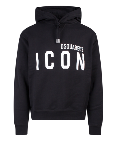 Dsquared2 Icon Logo Black Sweatshirt With Classic Hood In Black