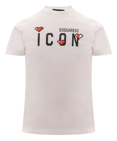 Shop Dsquared2 Heart Pixel T-shirt In White