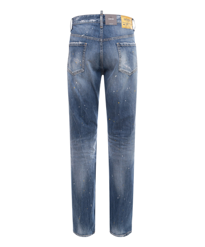 Dsquared2 Ripped Effect Denim Jeans With Paint Stains In Blue