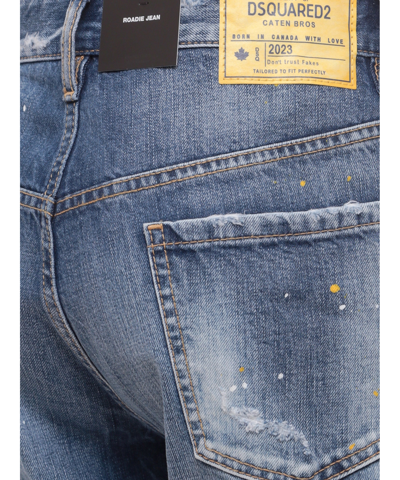 Dsquared2 Ripped Effect Denim Jeans With Paint Stains In Blue