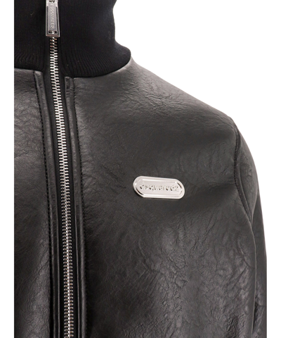 Dsquared2 Faux Shearling Black Bomber Jacket In Black