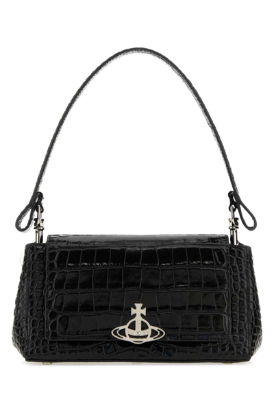 Shop Vivienne Westwood Hazel Embossed Logo Plaque Shoulder Bag In Black