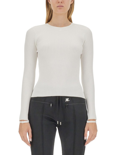 Shop Courrèges Ribbed Knit Long In White