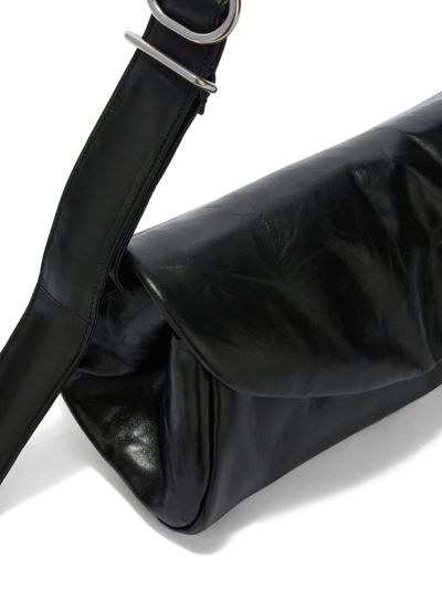 Shop Jil Sander Cannolo Padded Large Leather Shoulder Bag In Black