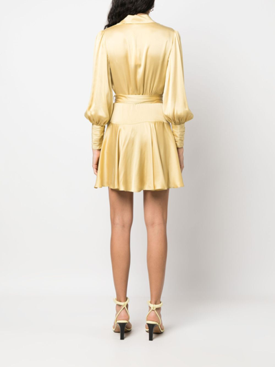 Shop Zimmermann Silk Wrap Mini Dress In Yellow