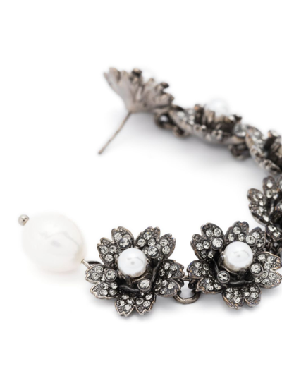 Shop Roger Vivier Bouquet Pearl Pendant Earrings In Black