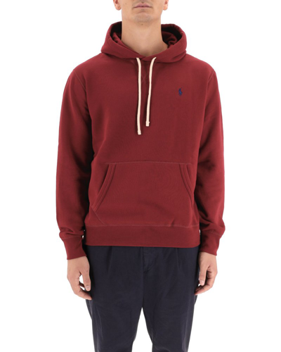 Shop Polo Ralph Lauren Pony Embroidered Drawstring Hoodie In Red