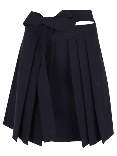 Shop Kenzo Pleated Mini Skirt In Navy