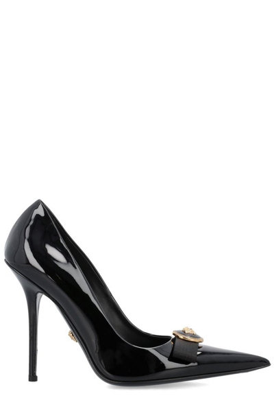 Shop Versace Gianni Pointed In Black