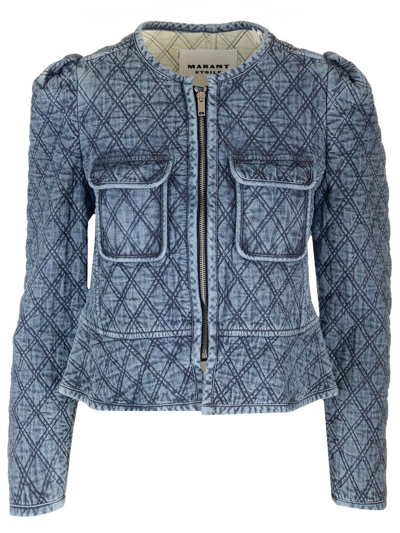Shop Isabel Marant Étoile Deliona Cropped Jacket In Blue