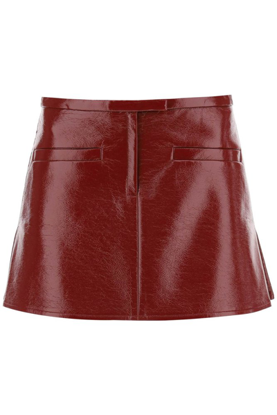 Shop Courrèges Vinyl Trapeze Mini Skirt In Red