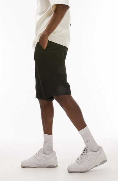 Shop Topman Slim Fit Pleated Long Twill Shorts In Black
