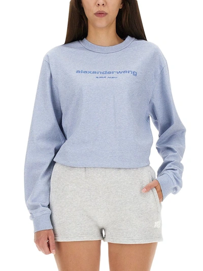 Shop Alexander Wang Sweatshirt With Logo In Blue