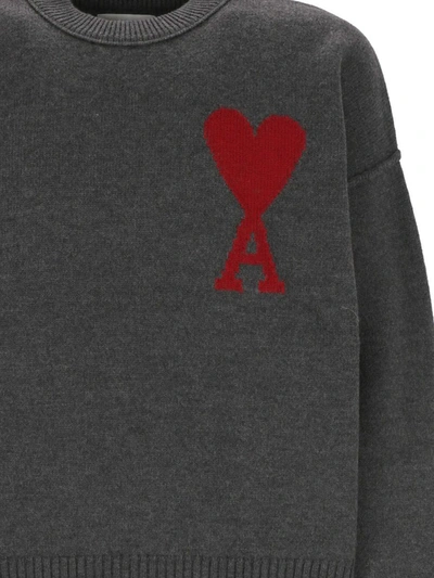 Shop Ami Alexandre Mattiussi Ami Sweaters In Heather/grey/re