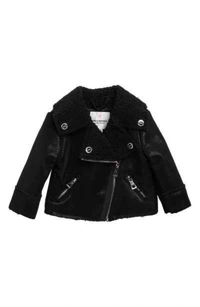 Urban Republic Faux Shearling Bonded Moto Jacket In Black