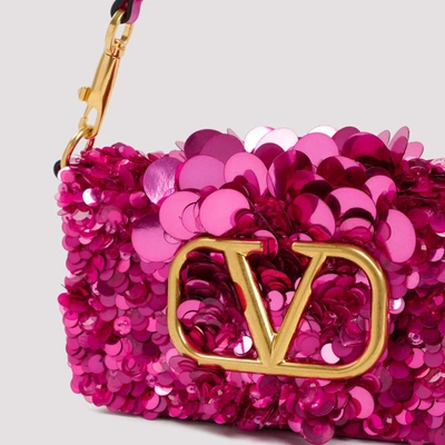 Shop Valentino Garavani  Small Loco Sequins Shoulder Bag In Pink &amp; Purple