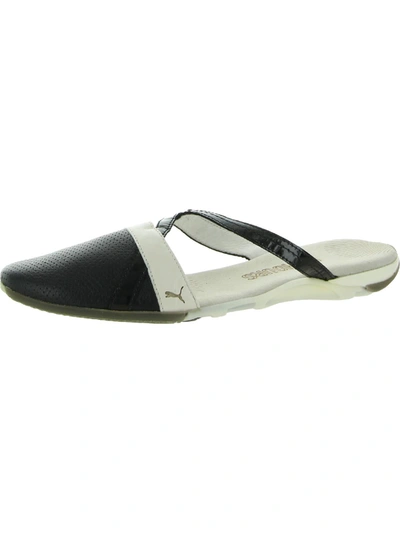 Shop Puma Stampd X  Womens Leather Perforated Slide Sandals In Black
