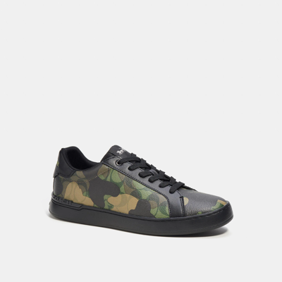 Shop Coach Clip Low Top Sneaker In Signature Canvas With Camo Print, Size: 11 In Green