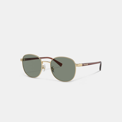 Shop Coach Metal Round Sunglasses In Green